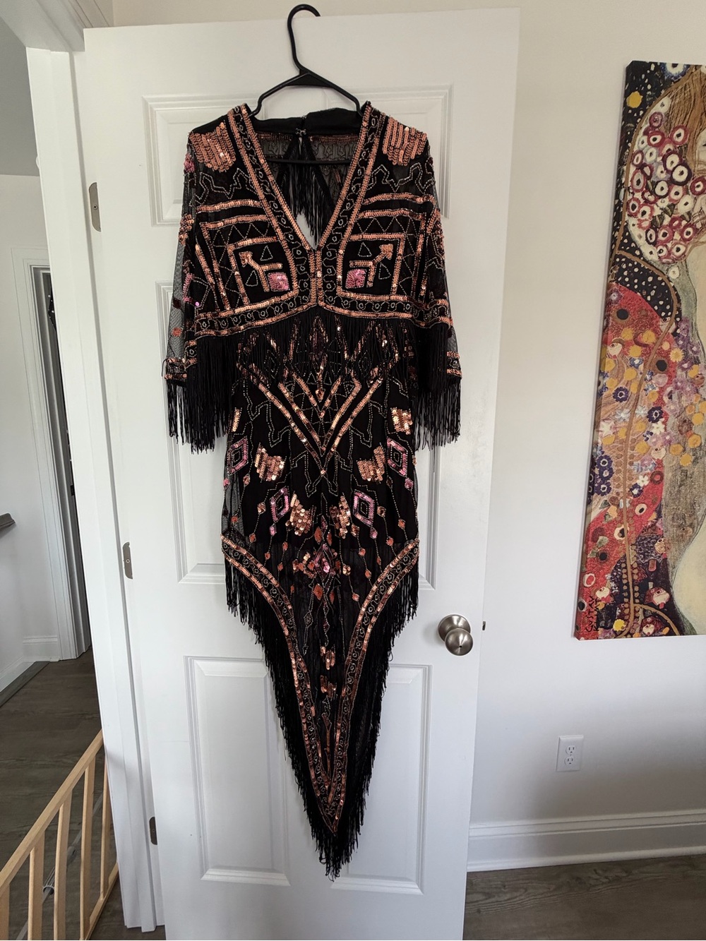 ASOS Black Dress with Rose Gold Sequin Embellishment